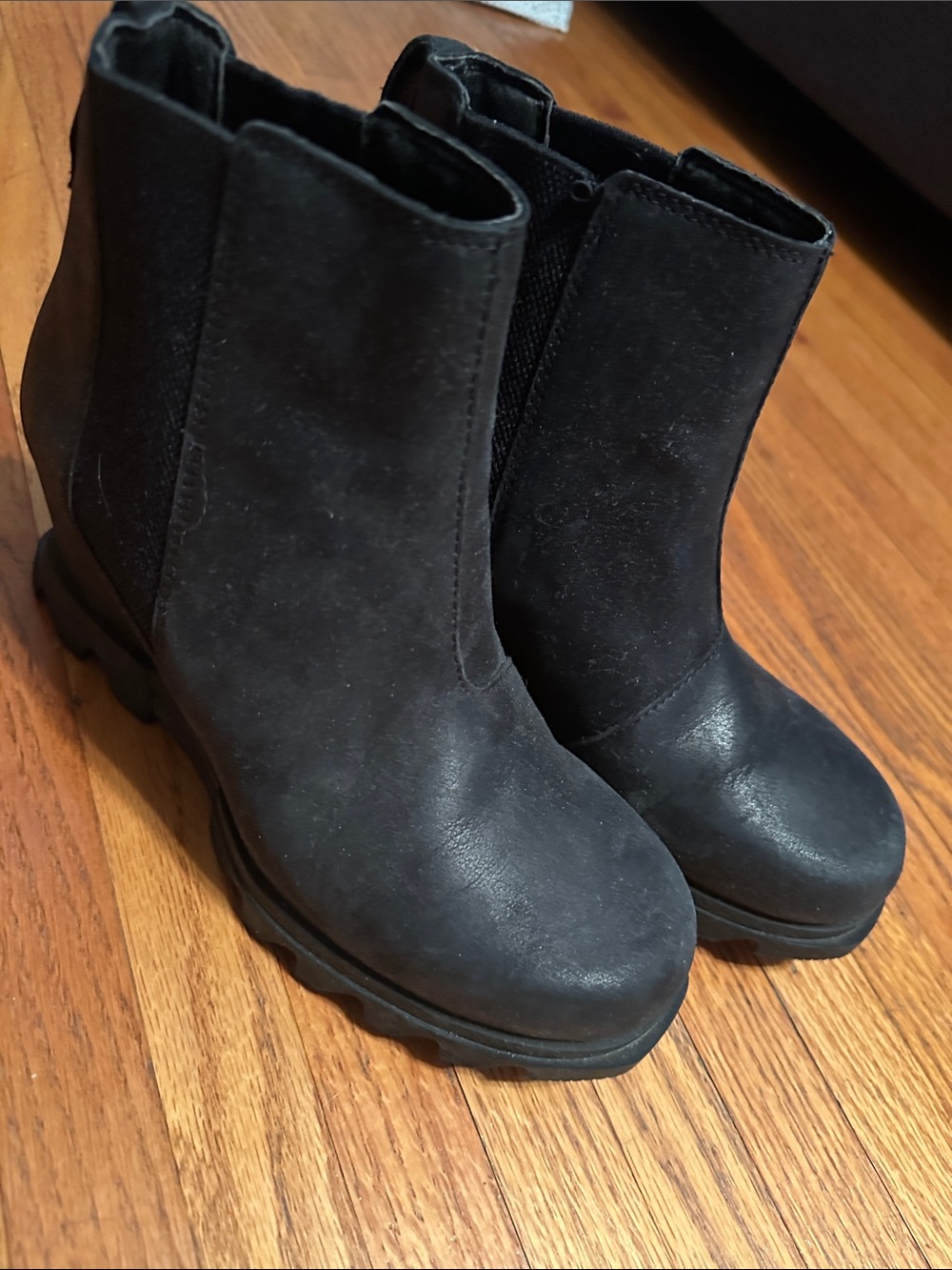 Sorel Black Chelsea Platform Ankle Boots